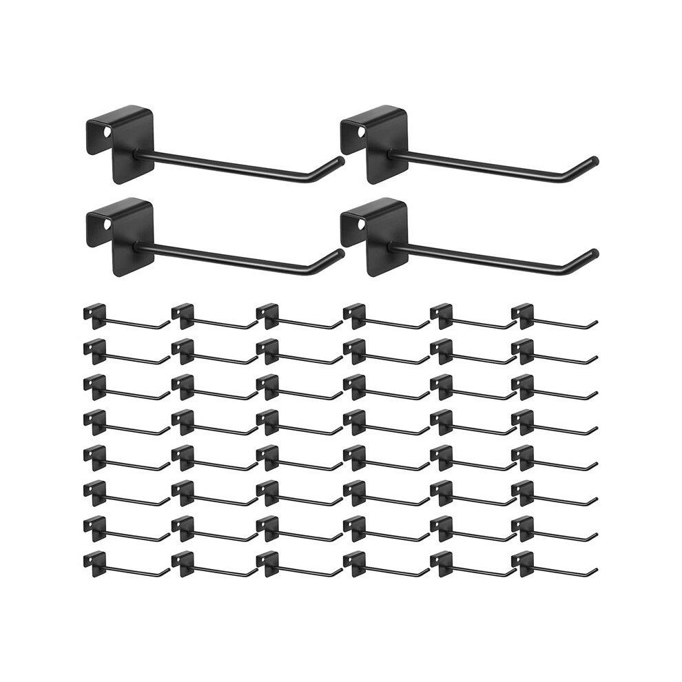 48 Pcs Gridwall Hooks 4 Inch Black Metal Panel Hook Hanger Square Tube Slatwall Hooks Cubicle Coat Hook Peg Hooks 4713405029250