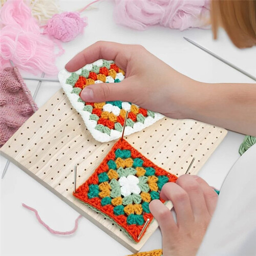 Wooden Crochet Blocking Board Reusable Handcrafted Knitting Blocking Mat Set Stand Square Blocking Board 1
