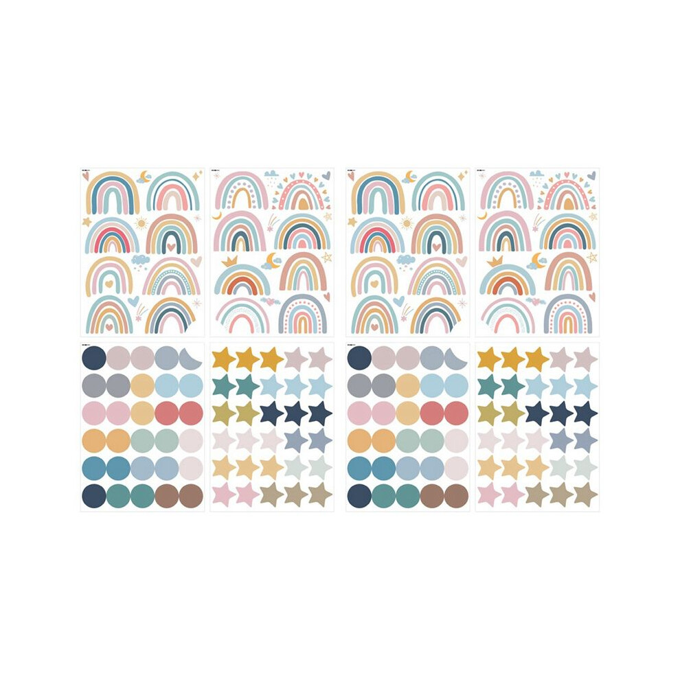 Boho Rainbow Wall Decals Watercolor Rainbow Polka Wall Stickers Baby Nursery Girls Room Bedroom Wall Decor