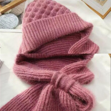 Women'S Plush-Lined Acrylic Balaclavas Hood Scarf Hat Windproof Integrated Ear Protector Fashionable Winter Cap-E