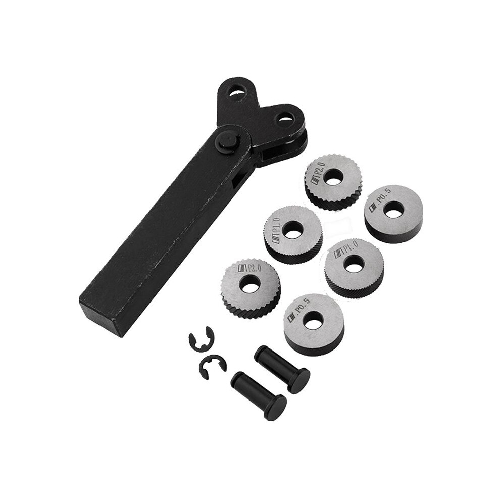 7-Piece High Strength Double Wheel Metal Lathe Knurling Tool Set, With 0.5Mm/1.0Mm/2.0Mm Pitch Straight Knurling Wheel 6031265224911
