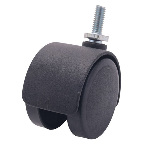 6mm Threaded Stem 40mm Dual Wheel Rotatable Caster Black