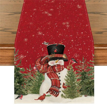 Christmas Birds Trees Table Runner, Seasonal Winter Xmas Holiday Kitchen Dining Table Decoration