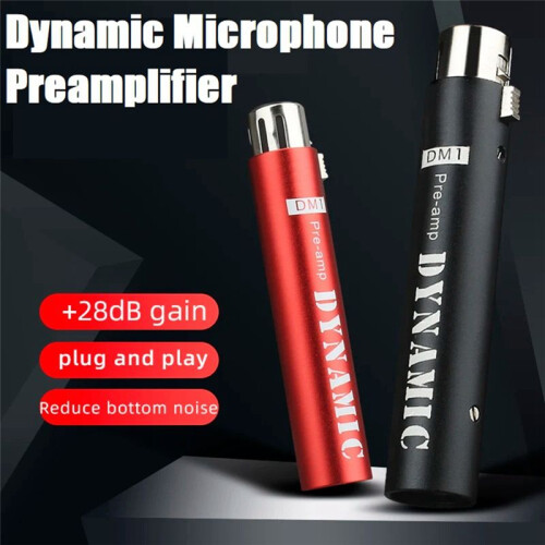 Replace for DM1 Dynamic Microphone Preamplifier 28DB Gain Amplifier for Dynamic and Passive Ribbon Microphones,Black 1