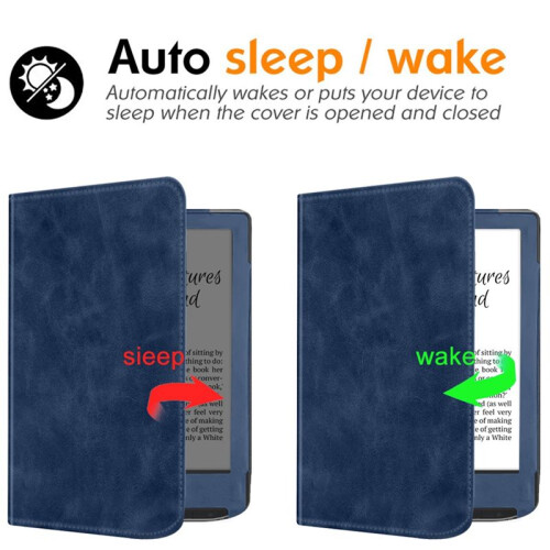For Pocketbook Touch HD 3 E-Reader Stand Cover Flip PU Case with Hand Holder Dark 2