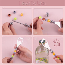 4 Pack DIY Beaded Beer Opener Metal Bottle Opener Decorative Beaded Bottle Opener for Bartenders Kitchen Tool