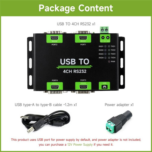 Conversor Industrial Isolado USB para 4CH RS232 USB para Adaptador Serial FT4232HL Chip Wind/Linux/Android, Porta RS232 Macho 1