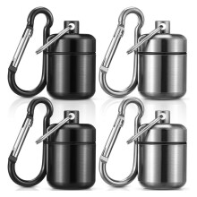 Confezione da 4 Portachiavi con Custodia per Tappi Orecchie,Portapillole Portachiavi Portatile,Custodia per Tappi Orecchie In Metallo Impermeabile