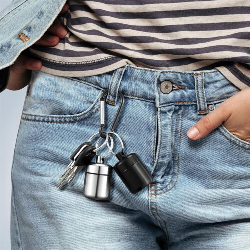 4 Pack Ear Plug Carrying Case Keychain, Portable Keychain Pill Case, Waterproof Metal Earplug Case Small Pill Container 1