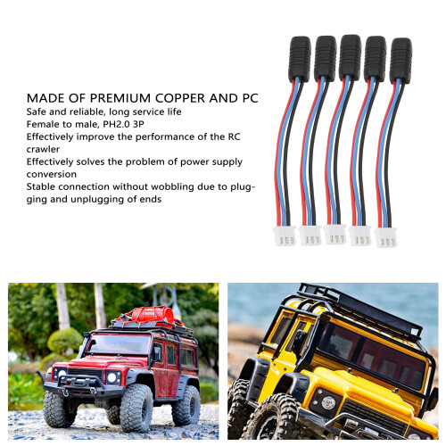 5 Stück RC-Crawler Batterieadapterkabel PH2.0 3P 2