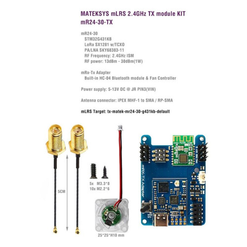 Kit Modulo TX MAVLink 2.4GHZ con TCXO 13-30dbm  Integrato e Controller Ventola 5V per Modelli RC A Lungo Raggio 2
