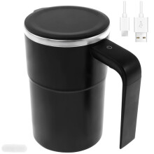 Magnetic Stirring Coffee Cup USB Charging with Digital Display and Spill Proof Lid for Home and Office Use