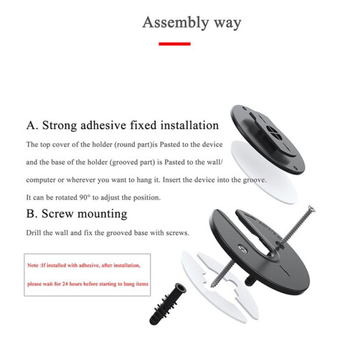 Adjustable Tablet Wall Mount 90 Rotating Holder for , TV Box, E-Reader, Hard Disk, Powerbank White 2