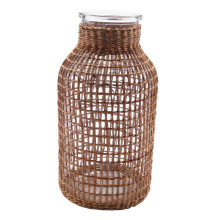 Stroh Glas Blumen Vase Japanischer Blumen Topf im Nordisch Vertraglich Vereinbarten Kreativen Blumen Korb für Wasser Pflanzen -L