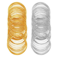 400 Slingor Memory Wire Armband Bulk Smycken Memory Wire Cuff Armband Guld Silver Stålpärlstavar