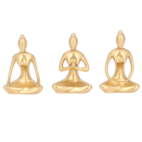 3er-Set goldfarbene Mädchenstatuen 7x11 cm / 7x10,5 cm 2
