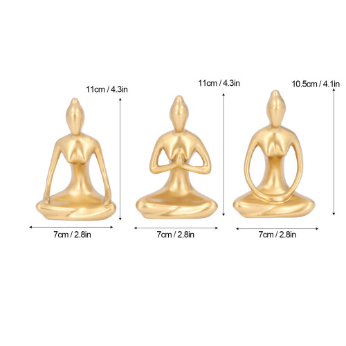 3er-Set goldfarbene Mädchenstatuen 7x11 cm / 7x10,5 cm 1
