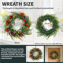 Spring Wreaths for Front Door 18in Outside Welcome Summer Flowers  Greenery All Seasons Round Wreaths