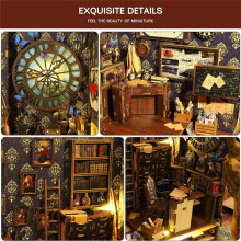 DIY Book Nook Kit, DIY Booknook Bookshelf Insert Decor Alley, with Lights, 3D Wooden Puzzle Decorative for Kids/Adults