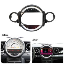 Car Radio Fascias Frame for Cooper R56 R60 2007-2011 9 Inch Stereo Panel Wiring Harness Power Cable Adapter Canbus