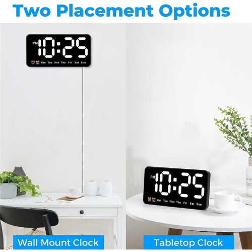 Digital Wall Clock, 9Inch LED Digital Clock Large Display with 12/24H,  Digits,Small Silent Wall Clock(White)