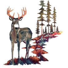 Metal Deer Wall Art Forest Deer Wall Decor Metal Tree Deer Wall Art Decor Metal Deer Decor Rustic Decor for Living Room