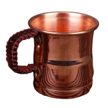 Handgefertigter Biermilchbecher Aus Reinem Kupfer mit Webgriff, Verdickter Moskauer Wassermull, 400 Ml, FrüHstüCkstasse, Trinkgeschirr, Geschirr