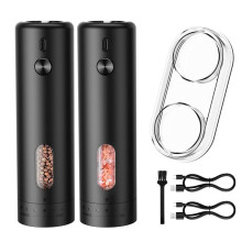Ensemble de Moulin à Sel et à Poivre Électrique - Moulin à Sel et à Poivre Automatique Rechargeable par USB, Ensemble de Salières et Poivrières