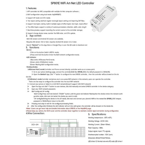 SP801E WIFI Phantom Controller  Wifi Dual Mode Rectangular Light Effect Controller 2