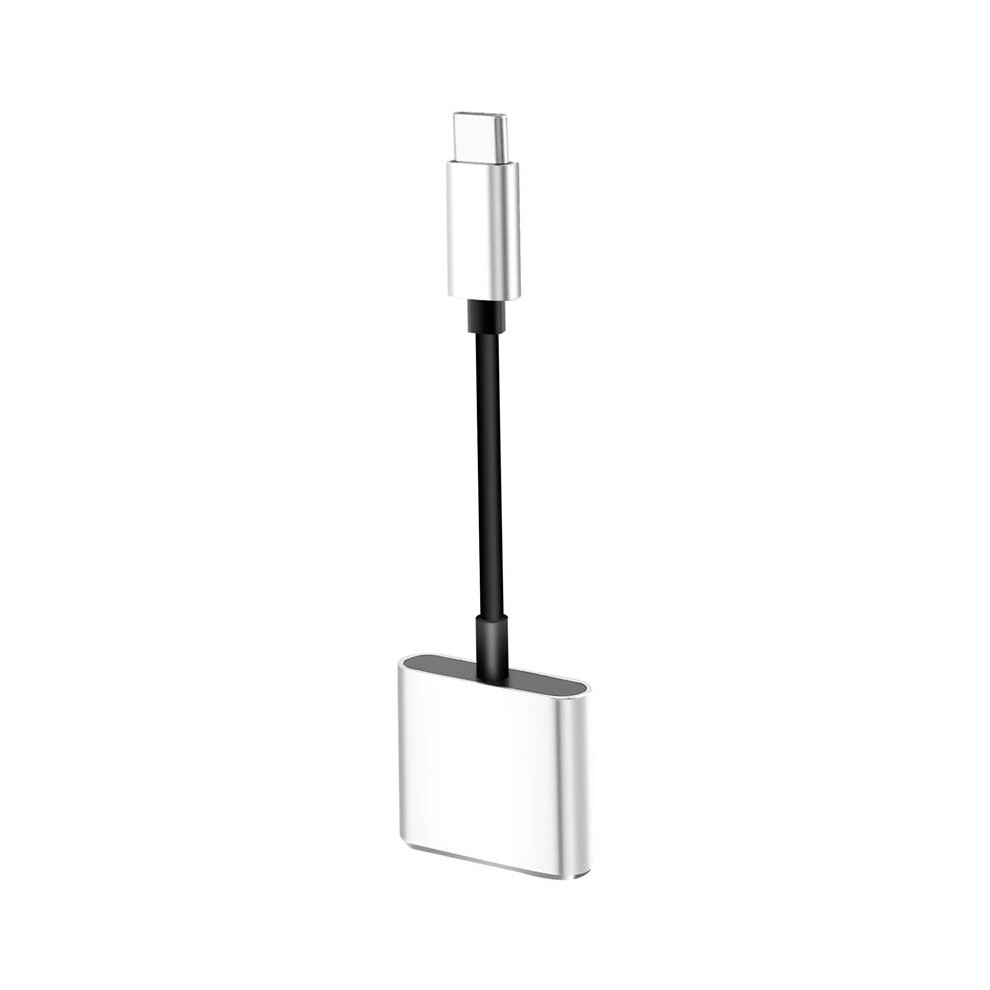 2 In1 Type-C To 3.5Mm Headphone Jack Adaptor/Connector Charger, Earphone Aux Audio & Charge Adaptor Silver 4711713568140