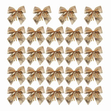 24Pcs Decoration Ornament Hanging Bowknot Bow Butterfly Decore Tree Cute Christmas Tree (24pcs,gold)