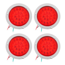 Paquet de 4 Feux de Queue de Remorque à Leds Rouges 24 Feux de Montage D'ArrêT à Led Chrome éTanche 4 Pouces