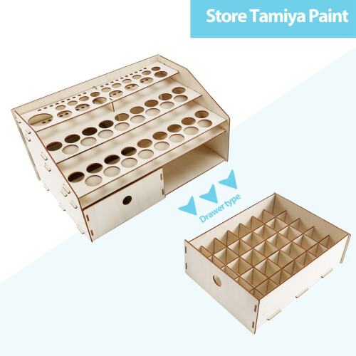 DIY Wooden Organizer Paint Bottles Display Rack Brushes Holder Stand Storage Model Tool 2
