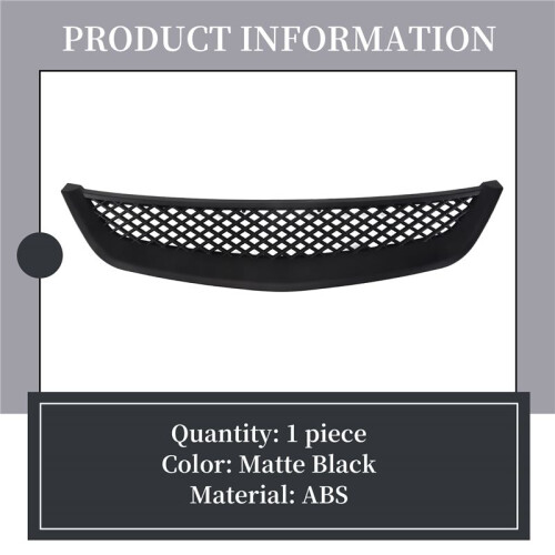 Black Mesh ABS Front Hood Grille Grill for   JDM Type R 2001-2003 1