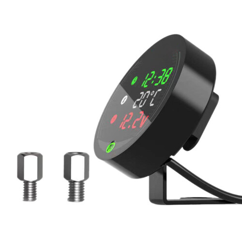 5 in 1 Motorcycle Water Temperature Meter USB Rechargable  Voltmeter LED Night Vision Meter with Temperature Sensor