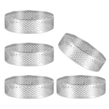5 Stuks Ronde Poreuze Taartring Onderste Toren Taartvorm Bakgereedschap Hittebestendige Geperforeerde Taartmoussering, 8 cm