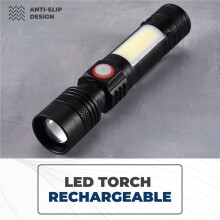 LED Flashlight Waterproof Flashlight Magnetic Torch Zoom T6+COB Flashlight with a Clip Portable Hand Light 18650 Battery