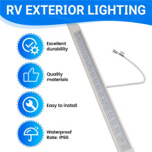 18 LED Awning Light Bar 9W 12V Waterproof 506mm Porch Strip Lamp for Camping Caravan Truck RV Boat