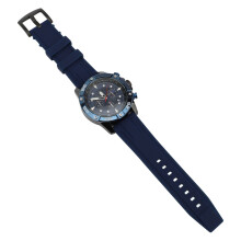Orologio da Uomo Multifunzionale al Quarzo 47mm con cinturino in silicone blu, resistente all'acqua