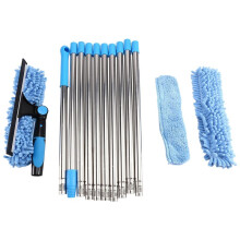 425cm Extended Window Cleaning Kit 2in1 Double Sided Glass Squeegee Cleaner Duster Mop Two-in-One Glass Cleaning Cloth