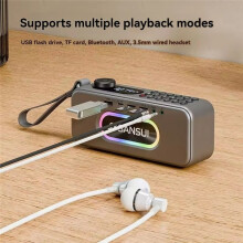 F60 Elderly FM Radio Rechargeable Plug in Dual Card Speaker Player Portable Speaker 3600mAh Battery Black