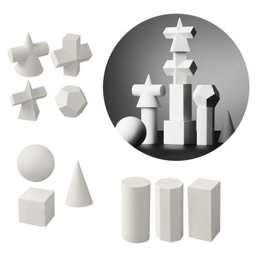 10 Peças de Modelo de Desenho de Geometria 3D, Molde de Gesso para Desenho de Sombra,  Molde de 2 Polegadas 1