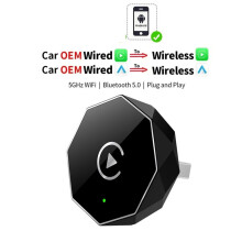 2 In1 Wired to Wireless CarPlay Android Auto Adapter Box Plug and for Car with Wired CarPlay