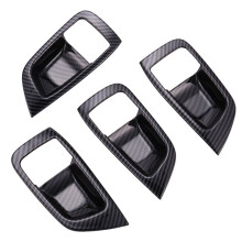 for Pajero Sport 2020 4PCS Carbon Fiber ABS Car Door Handle Bowl Protector Cover Trim Moldings Car Styling