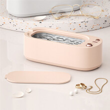 Machine de Nettoyage de Bijoux à Ultrasons, Nettoyeur de Bijoux Sonique Professionnel avec 3 Modes de Minuterie pour Lunettes, Bijoux Rose