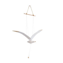 Soaring Seagulls Hanging Mobile Wing Wood Flying Seagull Decor Ceiling Pendant Unique Home Nautical Wall Decoration