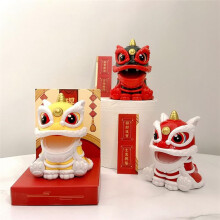 Solar-Powered Dancing Lion Ornament Chinese Style Lucky Lion Dance Model Solar Powered for Car Office Home Decoration-B