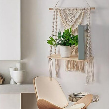 Macrame Wall Hanging Shelf Wall Decor for Bedroom Woven Rope Macrame Wall Art As Boho Bathroom Shelf Decor