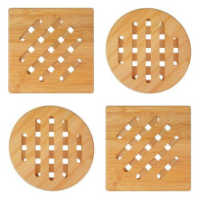 Bamboo Pot Coasters,Heat-Resistant Bamboo Place Mats, Square and Round Pot Coasters Made of Wood, for,Bowl,Pots,Plates