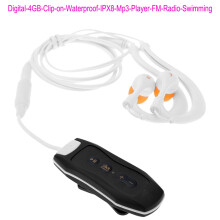 FM Radio IPX8 Waterproof MP3 Music Player Swimming Diving Earphone Headset Sport Stereo Bass Swim MP3,4G White